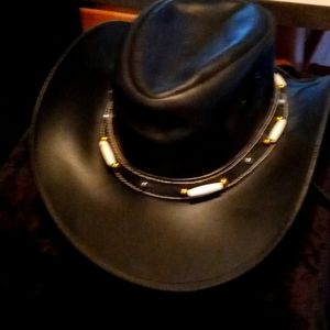 Leather cowgirl hat sz small